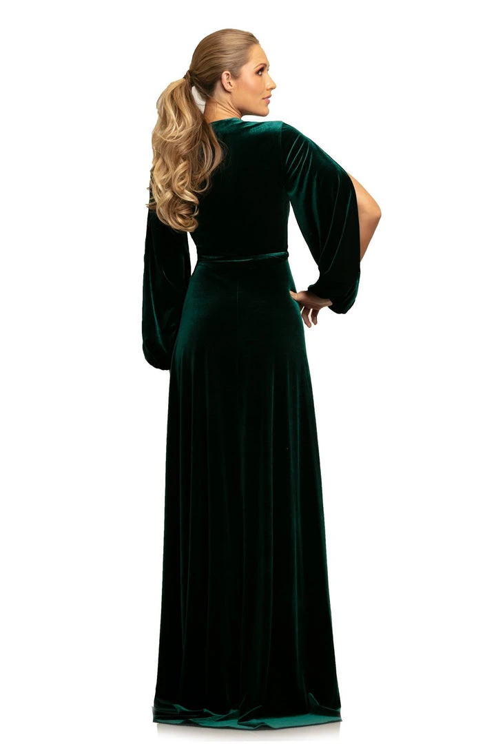 Formal Gowns Johnathan Kayne - 9243 Deep V-neck Long Sleeve A-line Dress 6 Formal Gowns Johnathan Kayne - 9243 Deep V-neck Long Sleeve A-line Dress