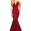 Formal Gowns Johnathan Kayne Crystal Draped Plunging Mermaid Gown