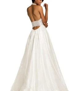 Johnathan Kayne Embellished Halter Evening Gown 8017 - 1 Pc White In Size 4 Available