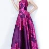 Jovani - 02045 One Shoulder Floral Print Satin Long Gown Formal Gowns 1 Jovani - 02045 One Shoulder Floral Print Satin Long Gown Formal Gowns