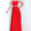 Jovani - 02379 Strapless Bead-Crowned Waist A-Line Gown Formal Gowns