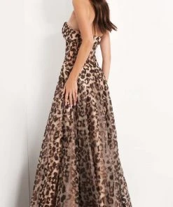 Jovani - 04697 Strapless Animal Print Corset Gown Formal Gowns