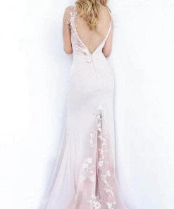 Jovani - 1074 Embellished Sleeveless V-neck Long Dress - 2 Pc Blush In Size 0 And 2 Available Formal Gowns 5 Jovani - 1074 Embellished Sleeveless V-neck Long Dress - 2 Pc Blush In Size 0 And 2 Available Formal Gowns
