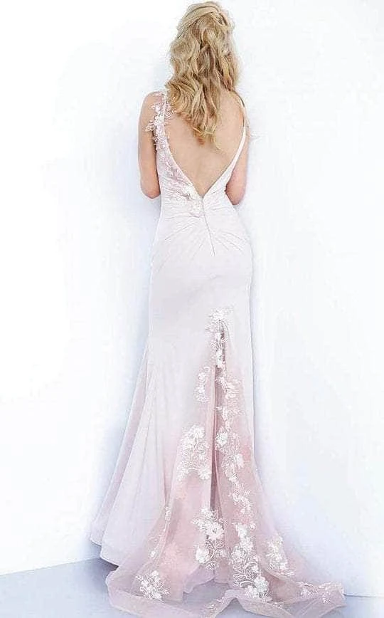 Jovani - 1074 Embellished Sleeveless V-neck Long Dress - 2 Pc Blush In Size 0 And 2 Available Formal Gowns 4 Jovani - 1074 Embellished Sleeveless V-neck Long Dress - 2 Pc Blush In Size 0 And 2 Available Formal Gowns