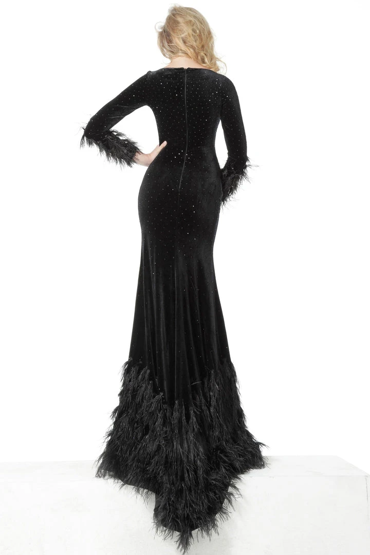 Jovani - 1085 Embellished Bateau Feathered Trumpet Dress Formal Gowns 4 Jovani - 1085 Embellished Bateau Feathered Trumpet Dress Formal Gowns