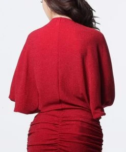 Jovani - 1869 Batwing Sleeve Ruched Shimmer Jersey Cocktail Dress Cocktail Dresses