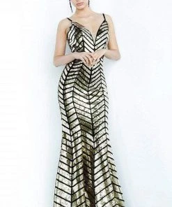 Formal Gowns Jovani - 2244 Geometric Sequin Plunging V-Neck Gown 7 Formal Gowns Jovani - 2244 Geometric Sequin Plunging V-Neck Gown