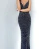 Jovani - 2262 Beaded Plunging V-Neck Sheath Dress Formal Gowns