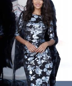 Jovani - 2914 Floral Print Bateau Sheath Dress