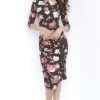 Jovani - 2915 Floral Print Bateau Fitted Dress