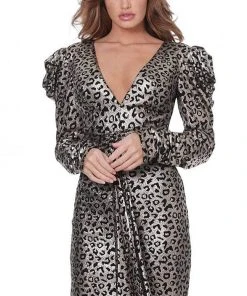 Jovani - 3168 Puff Long Sleeve Animal Print Sheath Dress Cocktail Dresses 11 Jovani - 3168 Puff Long Sleeve Animal Print Sheath Dress Cocktail Dresses