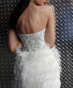 Jovani - 50122 Embellished Sweetheart Feathered Dress