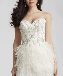 Jovani - 50122 Embellished Sweetheart Feathered Dress