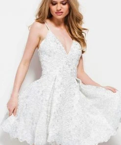 Cocktail Dresses Jovani - 51788 Dainty Spaghetti Straps Short Dress