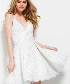 Cocktail Dresses Jovani - 51788 Dainty Spaghetti Straps Short Dress