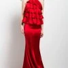 Formal Gowns Jovani - 55128 Ruffled Halter Sheath Dress 1 Formal Gowns Jovani - 55128 Ruffled Halter Sheath Dress