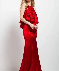 Formal Gowns Jovani - 55128 Ruffled Halter Sheath Dress