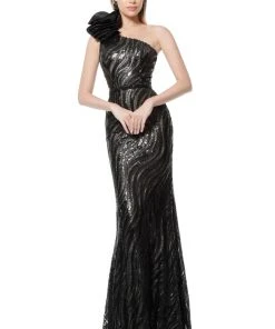 Jovani - 56095 Bedazzled Halter Neck Trumpet Dress