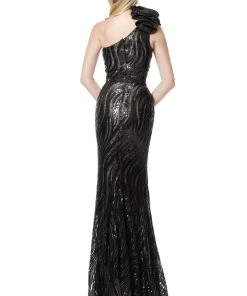 Jovani - 56095 Bedazzled Halter Neck Trumpet Dress