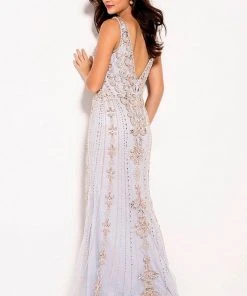 Jovani - 60829 Deep V-Neck Embellished Fitted Gown Formal Gowns