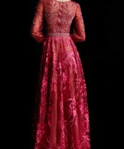 Formal Gowns Jovani - 62143 Plunging V-Neck Floral Embroidered Long Gown 6 Formal Gowns Jovani - 62143 Plunging V-Neck Floral Embroidered Long Gown