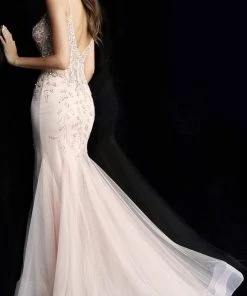 Jovani - 63704 Corset V Neck Spaghetti Strap Mermaid Prom Dress Formal Gowns