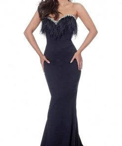 Formal Gowns Jovani - 63892 Strapless Feather-Fringed Long Mermaid Gown 7 Formal Gowns Jovani - 63892 Strapless Feather-Fringed Long Mermaid Gown