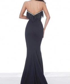 Formal Gowns Jovani - 63892 Strapless Feather-Fringed Long Mermaid Gown 6 Formal Gowns Jovani - 63892 Strapless Feather-Fringed Long Mermaid Gown