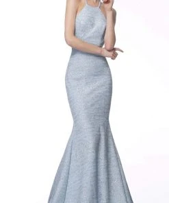 Jovani - 65416 Sleeveless Open Back Glitter Jersey Mermaid Gown