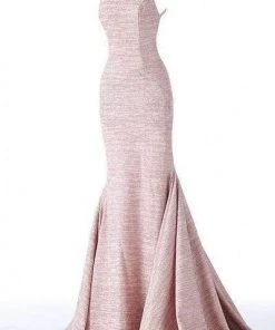 Jovani - 65416 Sleeveless Open Back Glitter Jersey Mermaid Gown