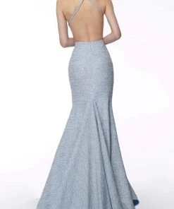 Jovani - 65416 Sleeveless Open Back Glitter Jersey Mermaid Gown