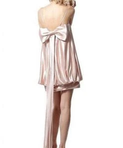 Jovani - 66431 Satin Spaghetti Straps Short Dress