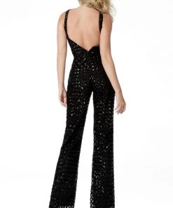 Jovani - 66794 Halter Beaded Jumpsuit