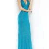 Formal Gowns Jovani - 67866 Long Plunging Glitter Racerback Gown 2 Formal Gowns Jovani - 67866 Long Plunging Glitter Racerback Gown