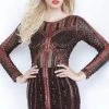 Jovani - 68478 Embellished Long Sleeve Bateau Fitted Dress Cocktail Dresses