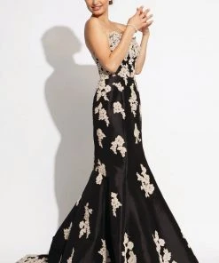 Formal Gowns Jovani - 89462 Lace Appliqued Strapless Mermaid Gown