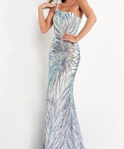 Jovani - Asymmetric Embellished Prom Dress 05664SC Formal Gowns