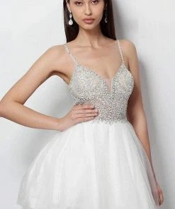 JVN By Jovani Cocktail Dresses Jovani - Bead Embellished V-neck Tulle Fit And Flare Dress JVN47550 8 JVN By Jovani Cocktail Dresses Jovani - Bead Embellished V-neck Tulle Fit And Flare Dress JVN47550