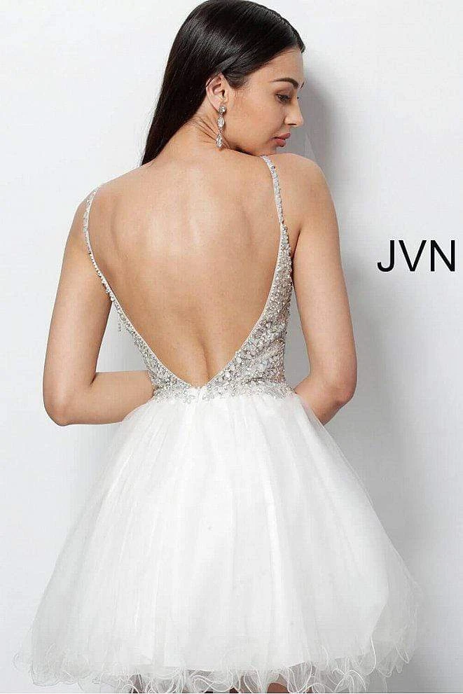JVN By Jovani Cocktail Dresses Jovani - Bead Embellished V-neck Tulle Fit And Flare Dress JVN47550 6 JVN By Jovani Cocktail Dresses Jovani - Bead Embellished V-neck Tulle Fit And Flare Dress JVN47550
