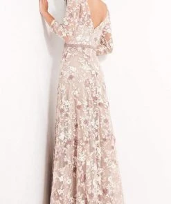 Jovani - Beaded Floral Applique A-Line Gown 04451SC - 1 Pc Pink In Sizes 10 Available