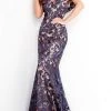 Jovani - Brocade Motif Sequin Evening Dress 02912SC - 1 Pc Navy In Size 8 Available 2 Jovani - Brocade Motif Sequin Evening Dress 02912SC - 1 Pc Navy In Size 8 Available