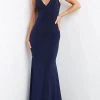 Formal Gowns Jovani - Embellished Backless Trumpet Dress 07297SC - 1 Pc Navy In Size 00 And 1 Pc Light-Blue In Size 4 Available