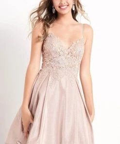 JVN By Jovani Jovani - Embroidered Bodice A-Line Dress JVN04010SC - 1 Pc Nude In Size 0 Available