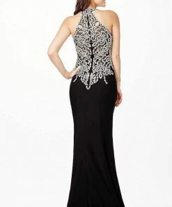 JVN By Jovani Jovani - Halter Fitted Embellished Bodice Long Dress JVN33691