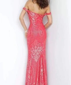 JVN By Jovani Formal Gowns Jovani - Intricate Off Shoulder Long Gown JVN60139SC - 1 Pc Blush In Size 4 Available 8 JVN By Jovani Formal Gowns Jovani - Intricate Off Shoulder Long Gown JVN60139SC - 1 Pc Blush In Size 4 Available