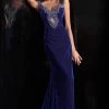 Jovani - Jeweled Keyhole Off-Shoulder Velvet Trumpet Dress 61697SC - 1 Pc Navy In Size 2 Available Formal Gowns 1 Jovani - Jeweled Keyhole Off-Shoulder Velvet Trumpet Dress 61697SC - 1 Pc Navy In Size 2 Available Formal Gowns