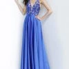JVN By Jovani Jovani - JVN00927 Lace Deep Halter V-neck A-line Gown