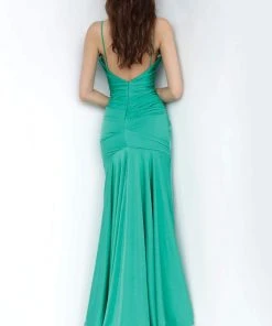 JVN By Jovani Formal Gowns Jovani - JVN00968 Long Cowl Neck Ruched Trumpet Gown