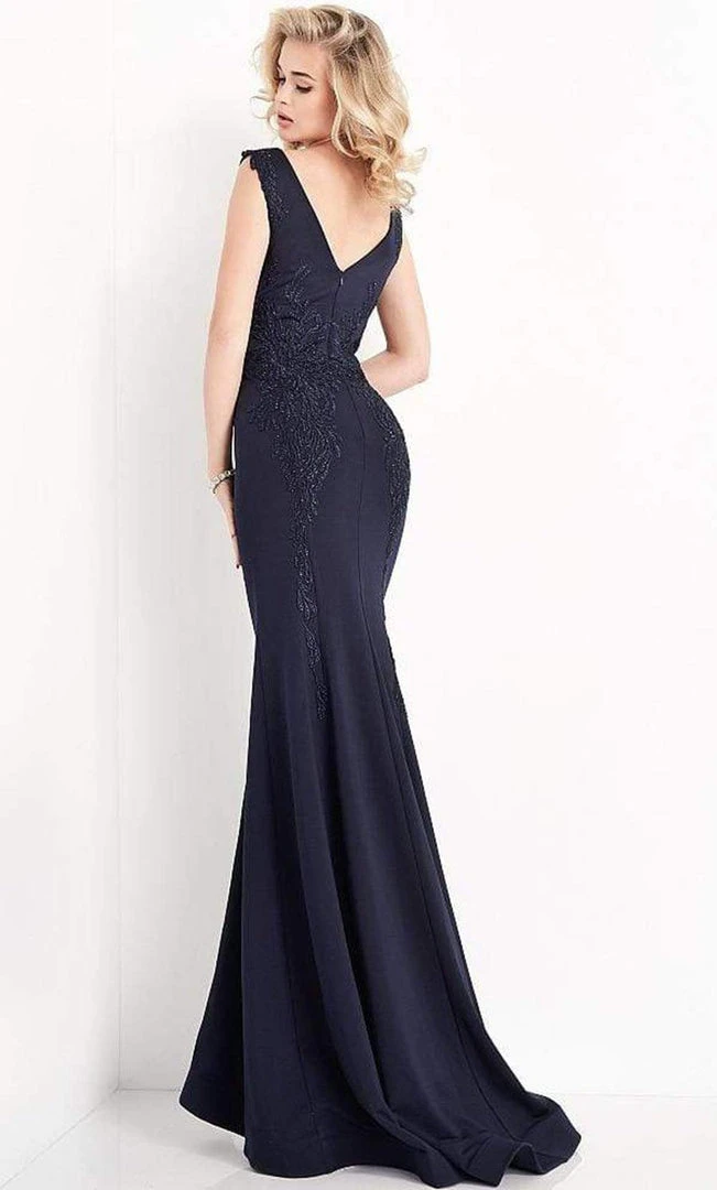 JVN By Jovani Jovani - JVN02310 Embroidered Plunging V Neck Trumpet Dress 4 JVN By Jovani Jovani - JVN02310 Embroidered Plunging V Neck Trumpet Dress