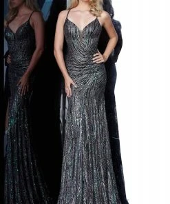 JVN By Jovani Jovani - JVN02432 Embellished Deep V-neck Trumpet Dress 7 JVN By Jovani Jovani - JVN02432 Embellished Deep V-neck Trumpet Dress